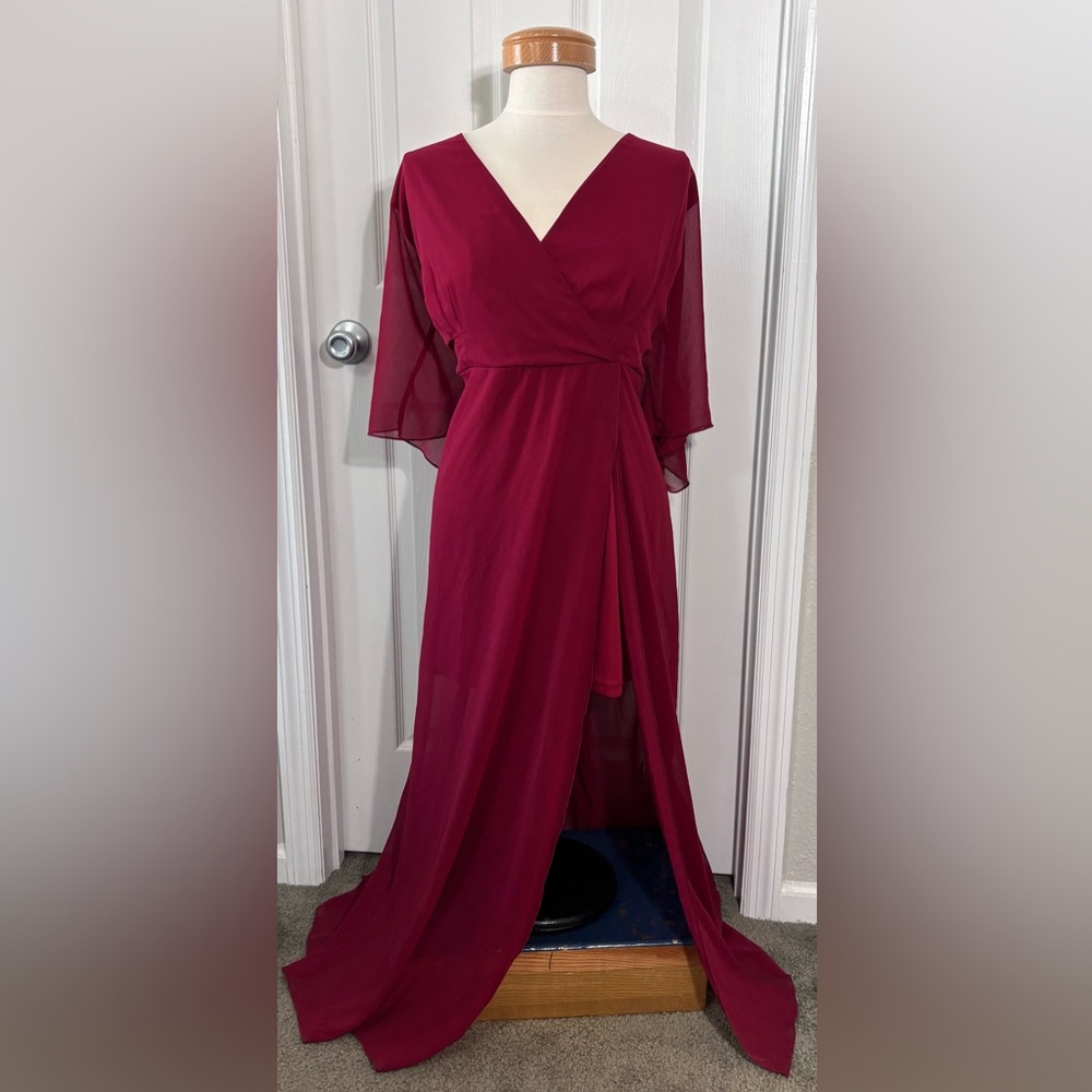 SHEIN Burgundy Long Sleeve Dress